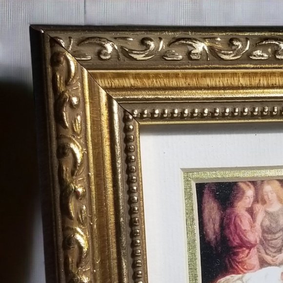 Angels  Mini 2x2" Print in a 6x6 Parisian Antique Baroque Wood Gold-Tone Frame - Picture 5 of 5